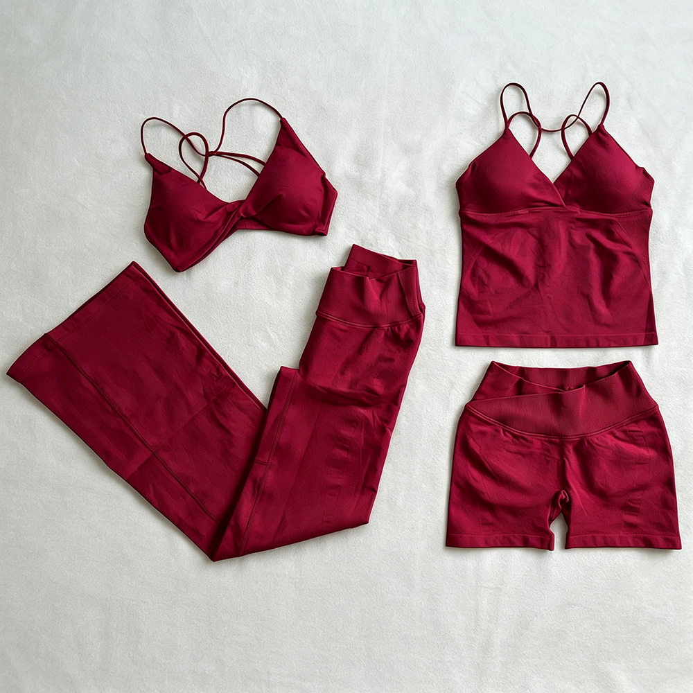 Hot Gym Fitness Sets Seamless Sports Bra High Waist Flared Leggings For Women Workout Tracksuit Wholesale Yoga Wear Set Custom