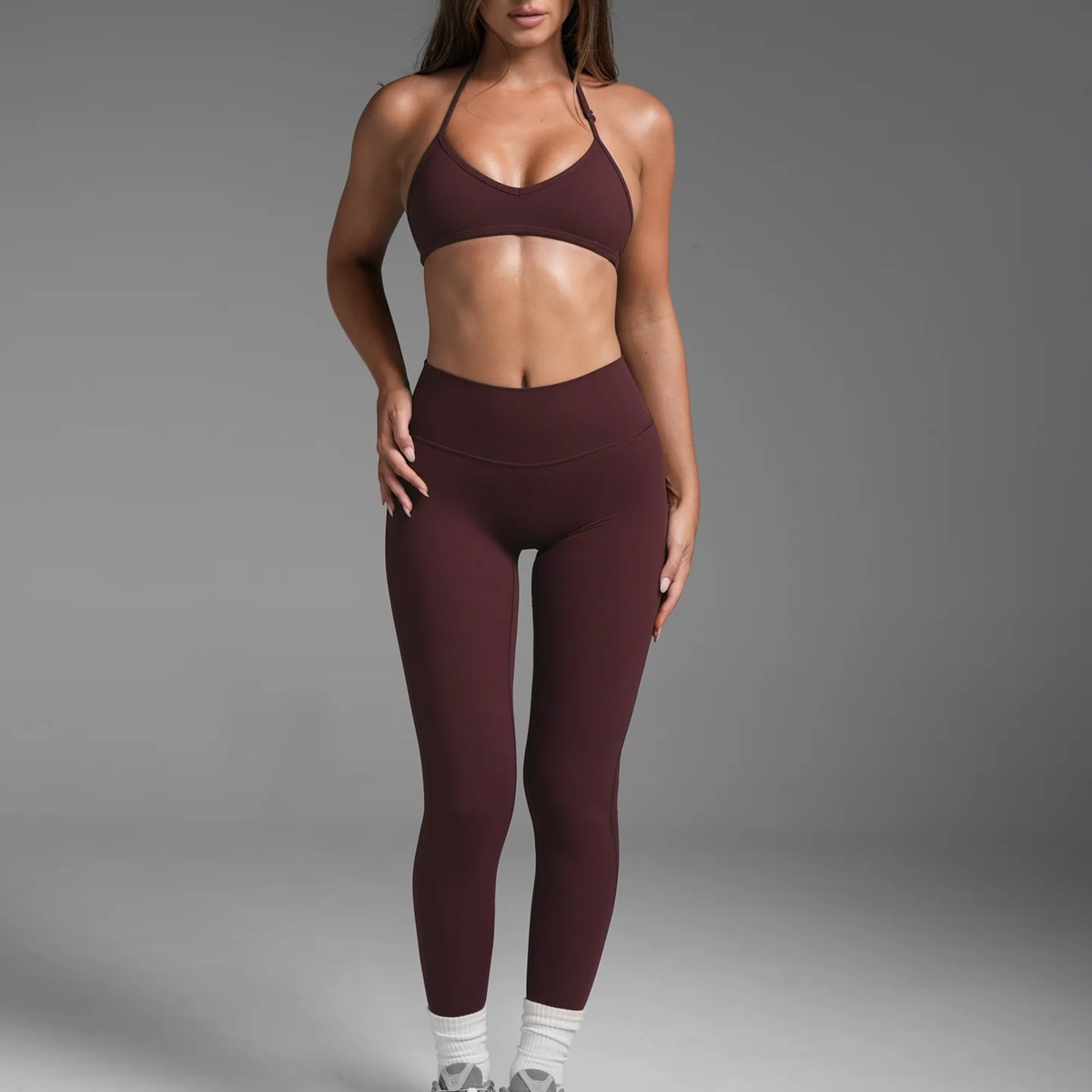 Wholesale Seamless Activewear Women Sports Gym Fitness Sets Halter Sports Bra High Waist Legging Quick Dry Yoga Set