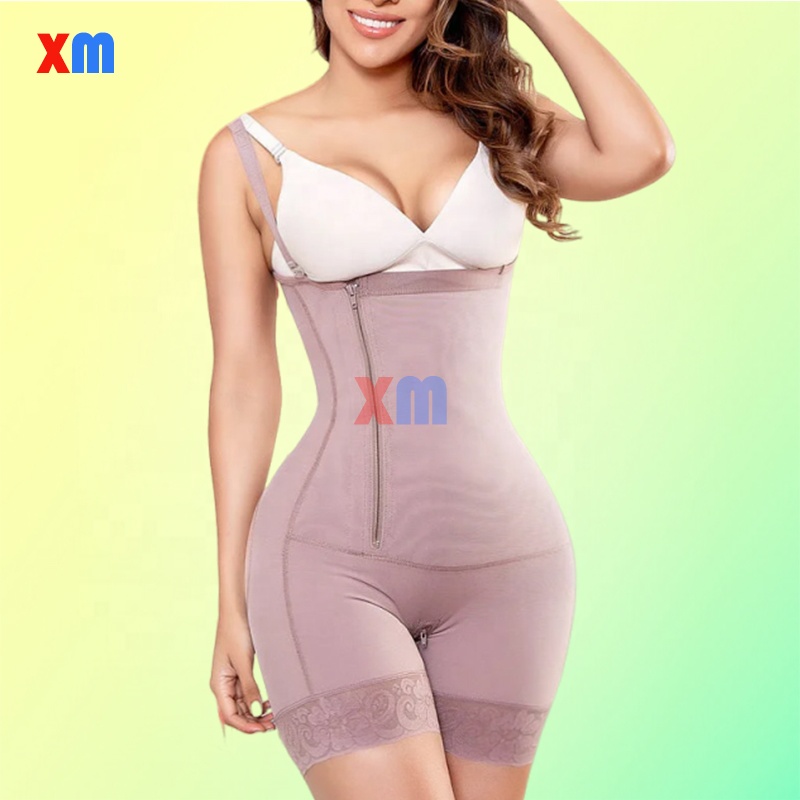 Private Labels Postpartum Shapewear Open Bust Body Shaper Butt Lifting Garment Side Zipper Colombians Fajas