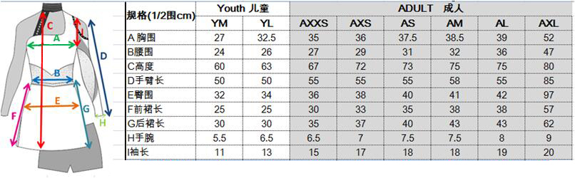 Cheerleading Uniform Size Chart Measurements