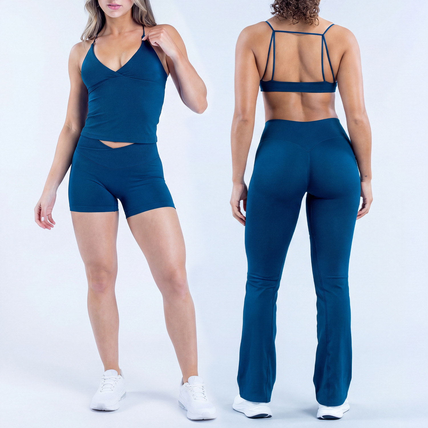 Hot Gym Fitness Sets Seamless Sports Bra High Waist Flared Leggings For Women Workout Tracksuit Wholesale Yoga Wear Set Custom